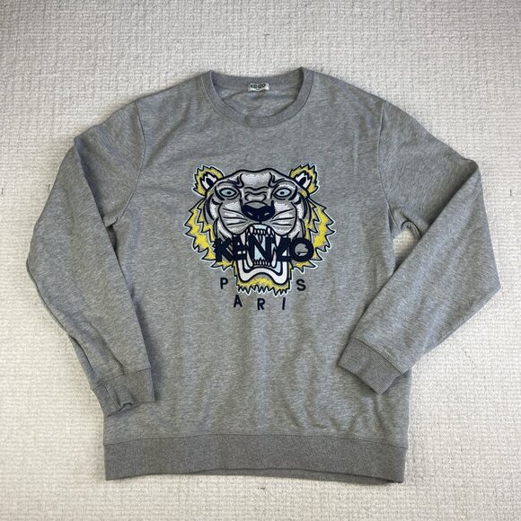 Kenzo Paris Gray Fleece Crew Neck Long Sleeves Pullover Sweatshirt (Read for sz) - Picture 1 of 14